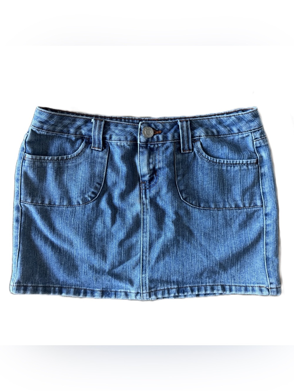 Vintage Denim Mini Skirt | Y2K Blue Jean Skirt with Utility Pocket Detail